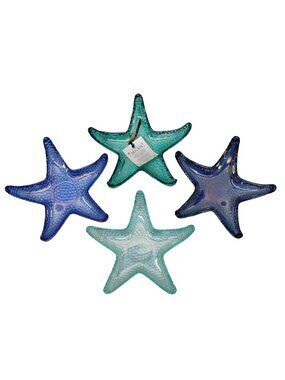 Akcam Starfish 4 Pc Dish Set Blue Teal Blue Teal Turkish Candy Nut Pebble Bottom